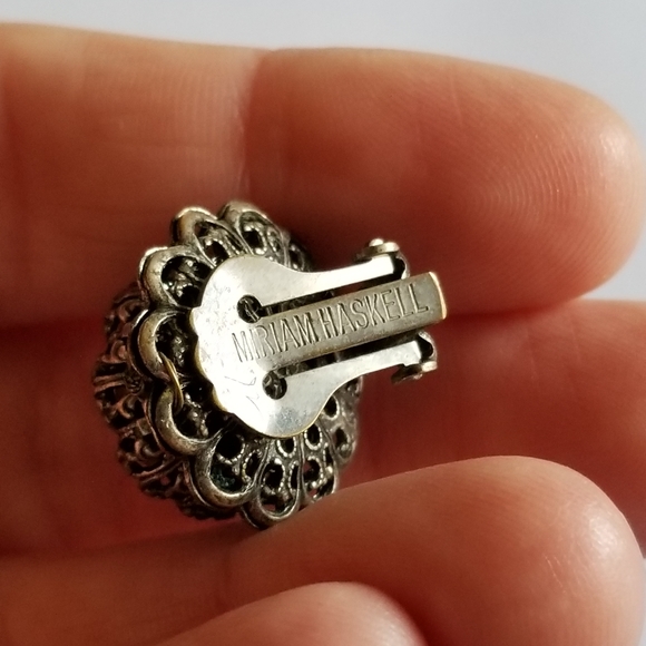 Vintage Miriam Haskell SINGLE earring grey baroque pearl silver tone - Picture 10 of 12